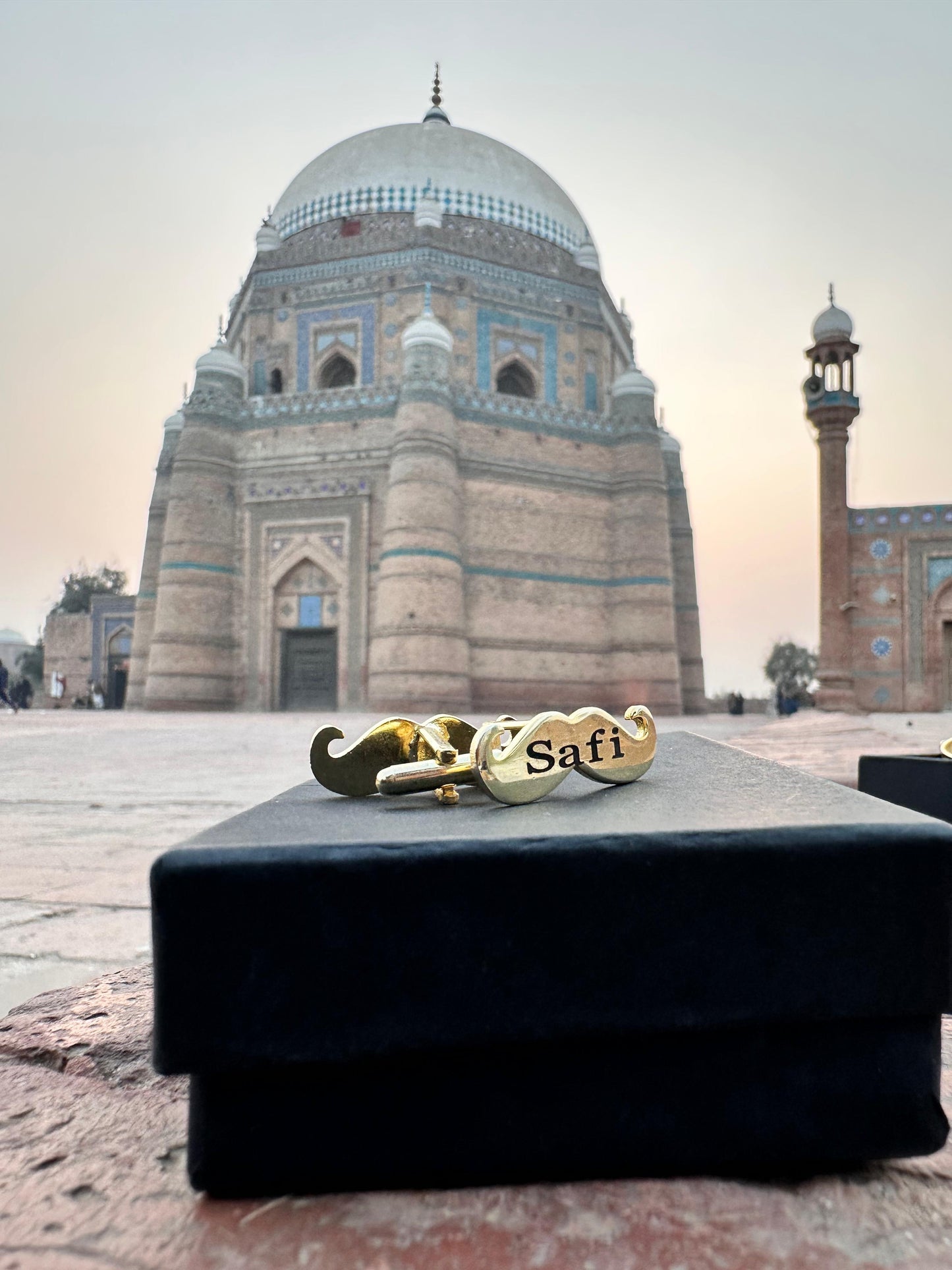 Engraved Name Mustache Cufflinks