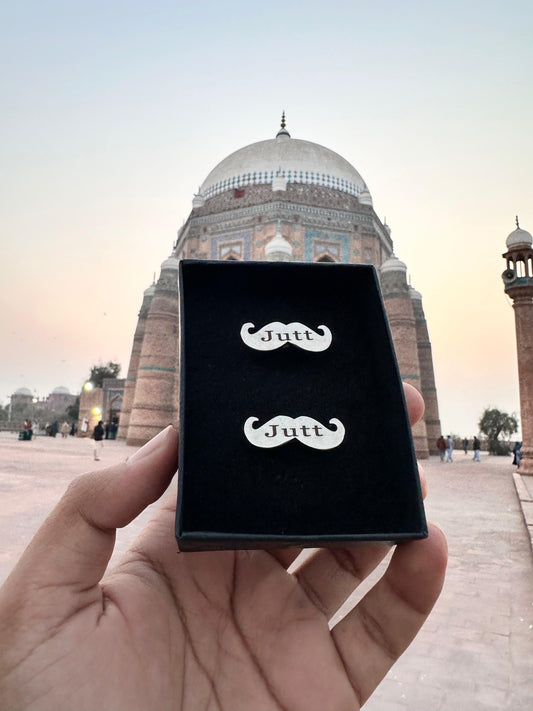 Engraved Name Mustache Cufflinks